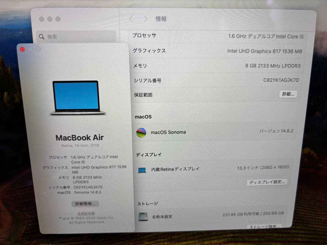 MacBook Air 13インチ　A1932 256GB Retina