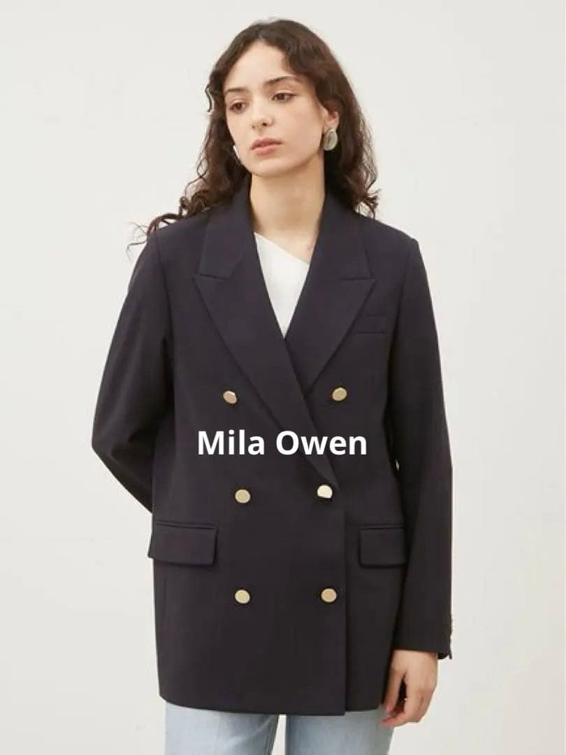 【美品】Mila Owen金釦ダブルブレストロングブレザー