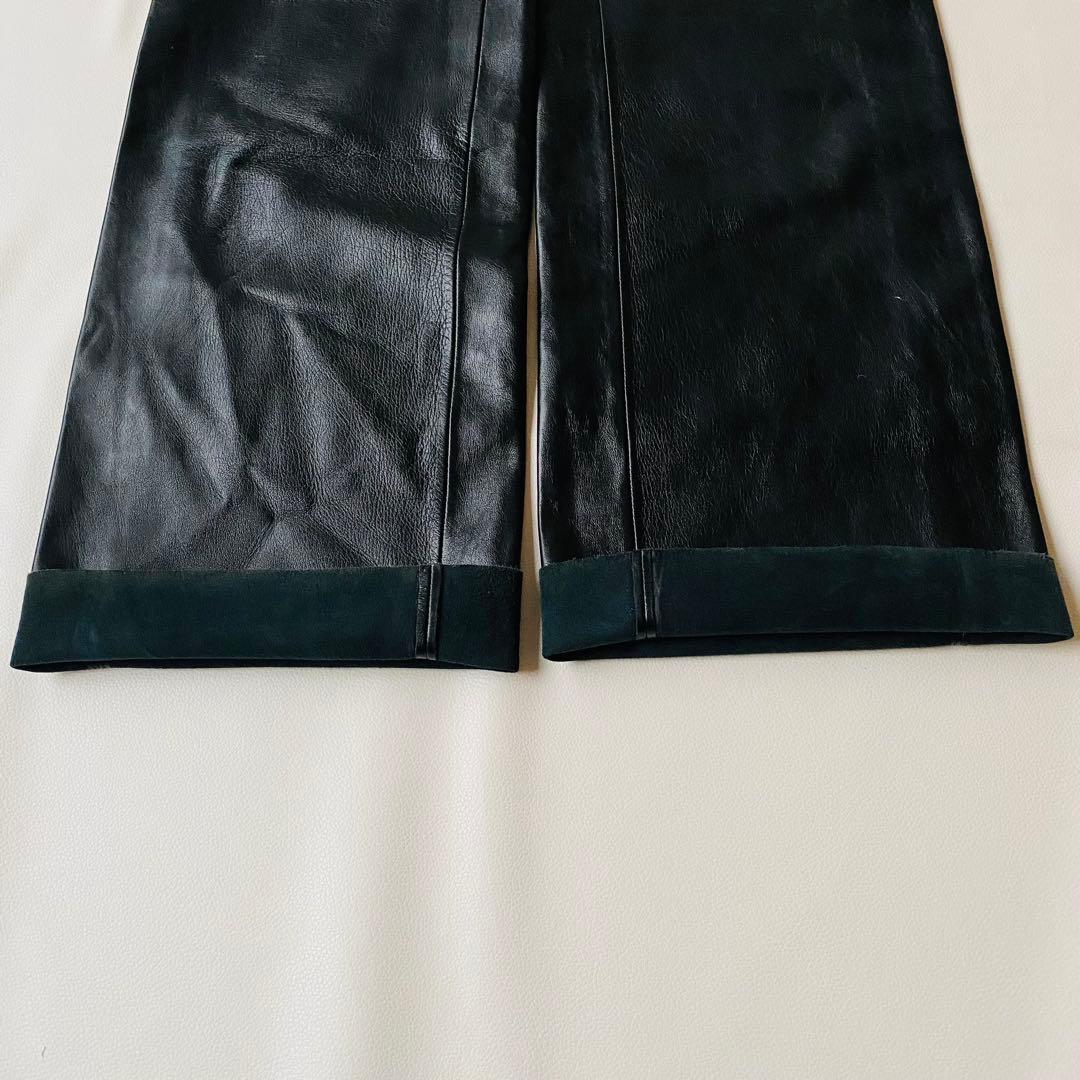 【美品】LOEWE　ロエベ　レザーパンツ　アナグラム総柄　ラムスキン　ストレート