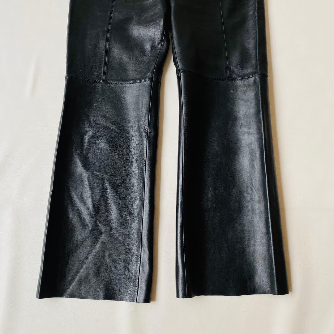 【美品】LOEWE　ロエベ　レザーパンツ　アナグラム総柄　ラムスキン　ストレート