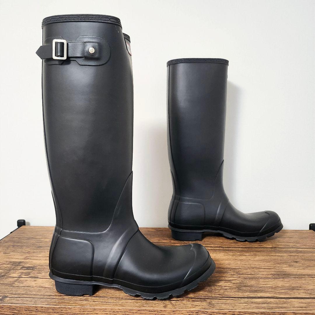 【極美品】HUNTER レインブーツ ロング UK8 ブラック