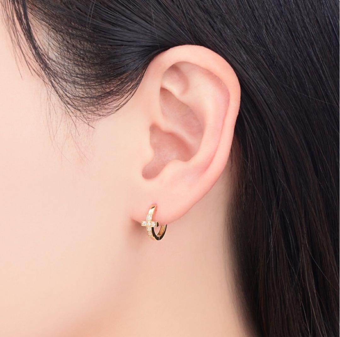 . K10イエローゴールドダイヤモンドフープピアス（片耳）