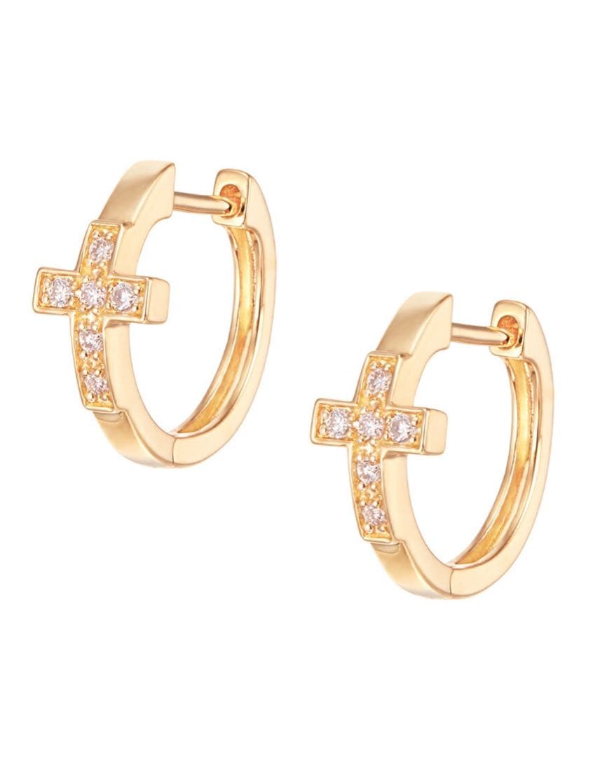 . K10イエローゴールドダイヤモンドフープピアス（片耳）