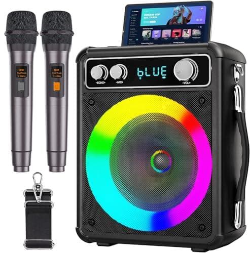 VOSOCO カラオケセット ワイヤレスマイク２本 スピーカーセット 家庭用 p