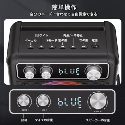 VOSOCO カラオケセット ワイヤレスマイク２本 スピーカーセット 家庭用 p