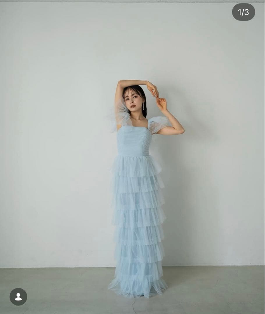 カラードレス　ウエディングドレス　ブルー　シャーベット