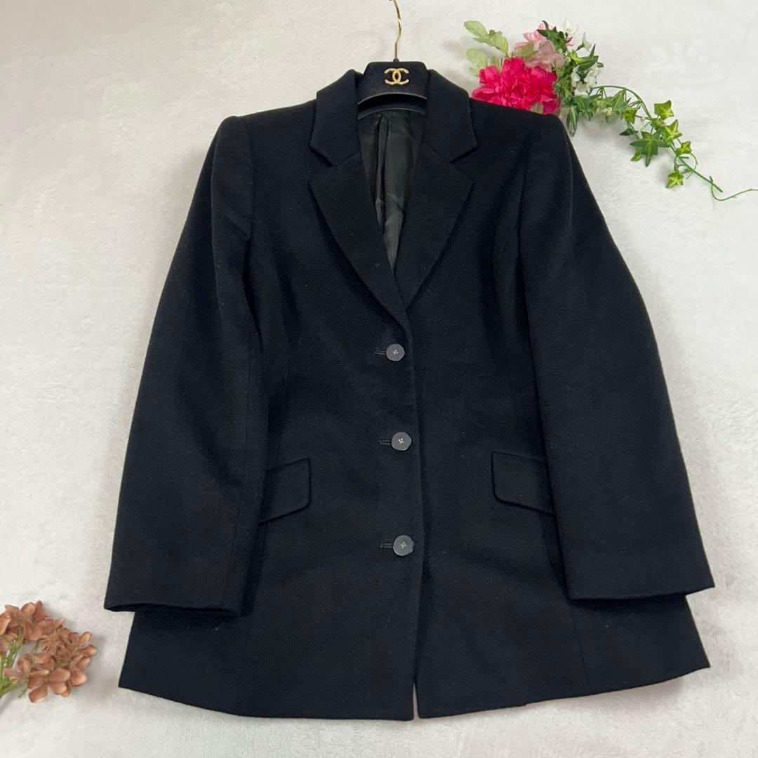 K693 M レオナール カシミヤ テーラードジャケット ブラック レディース