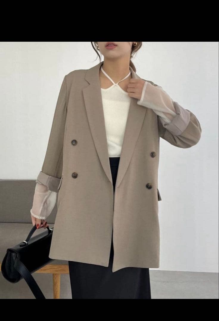 カプリシュレマージュ　Wテーラージャケット グレージュ　入学式　フォーマル