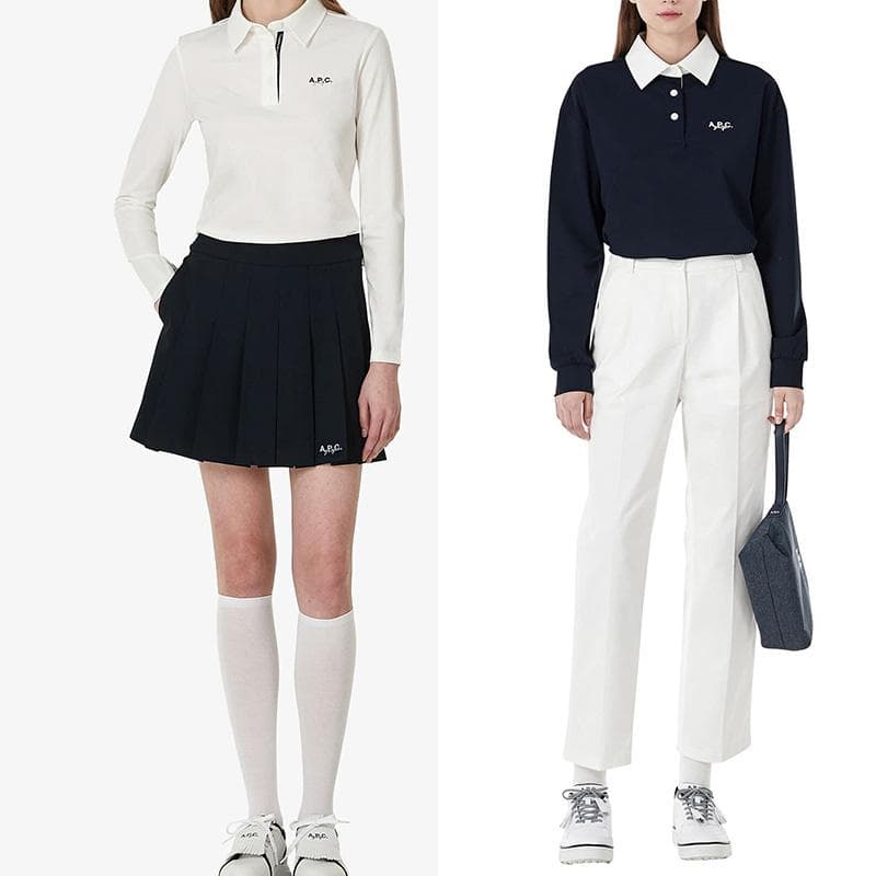 K【XS】A.P.C. 襟付きトップス ベージュ 長袖ポロシャツ