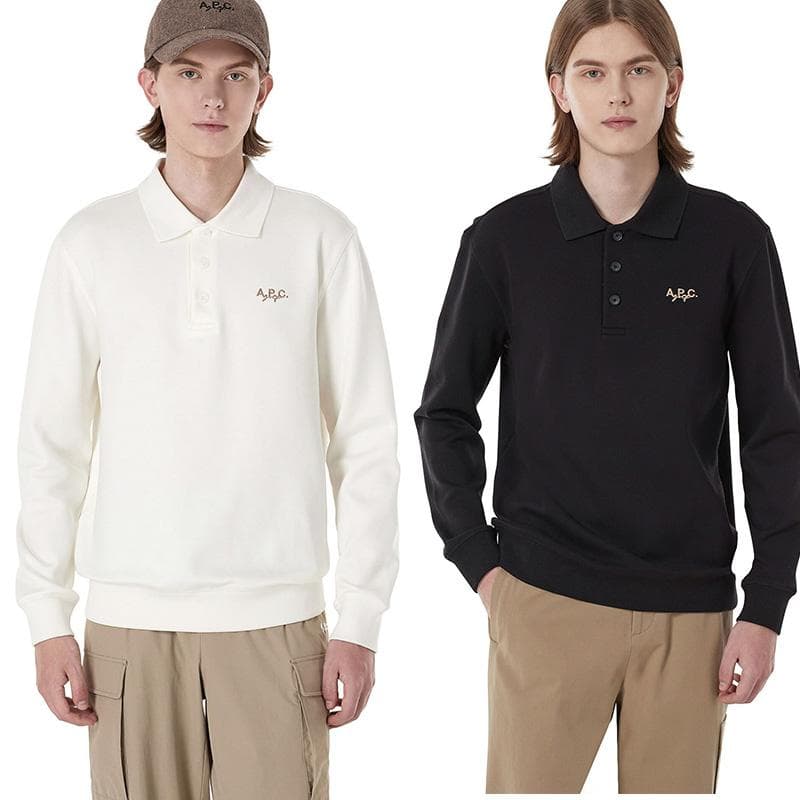 K【XS】A.P.C. 襟付きトップス ベージュ 長袖ポロシャツ