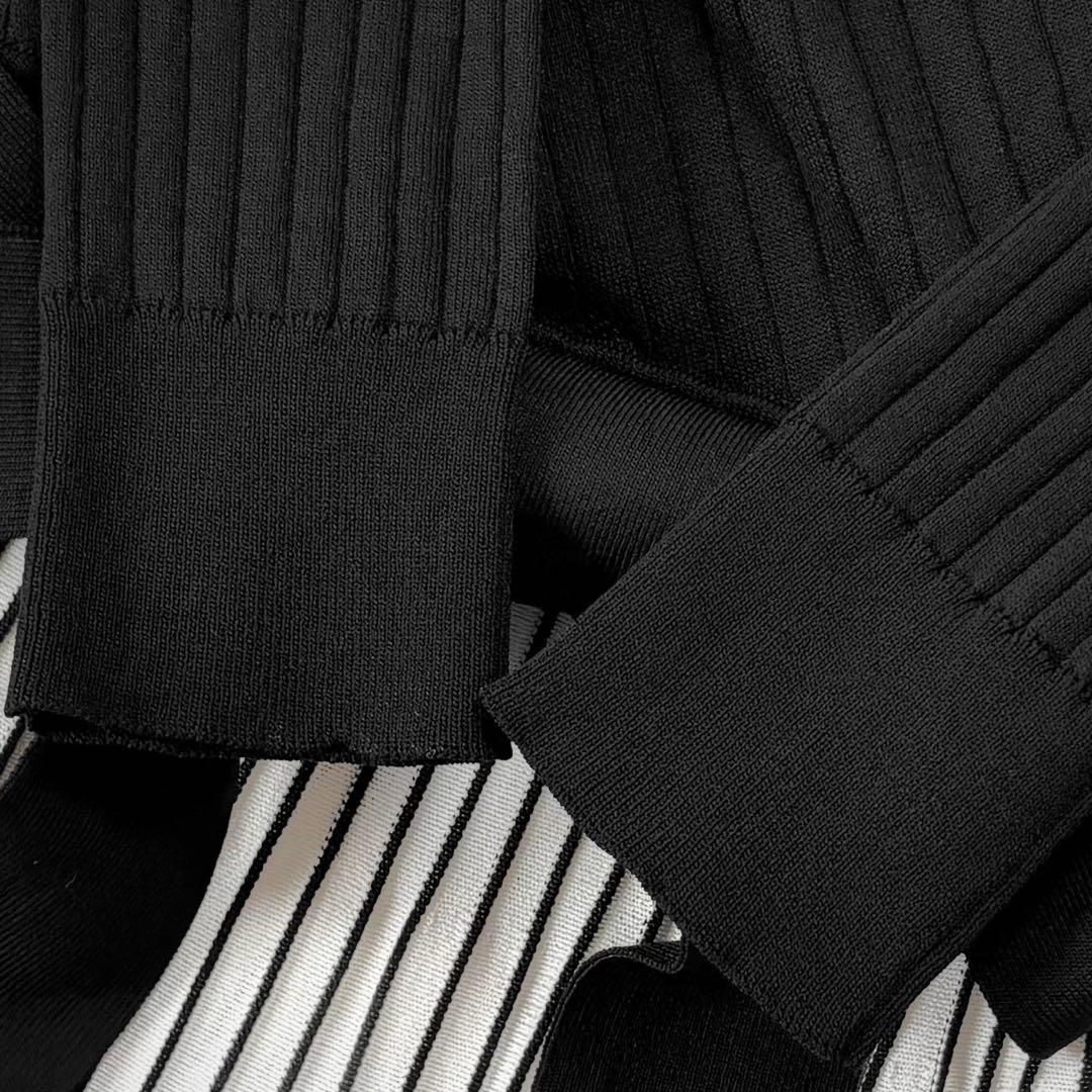 美品　クリーニング済✨ダイアグラム　配色プリーツカシュクールニットワンピース