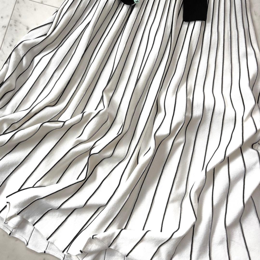 美品　クリーニング済✨ダイアグラム　配色プリーツカシュクールニットワンピース