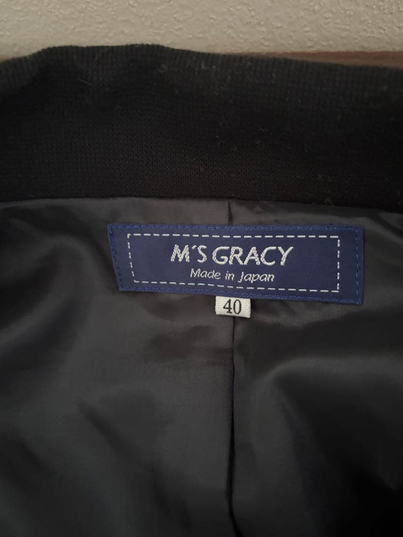 M'S GRACY ブラック 上品なテーラードジャケット 40 リボン可愛い
