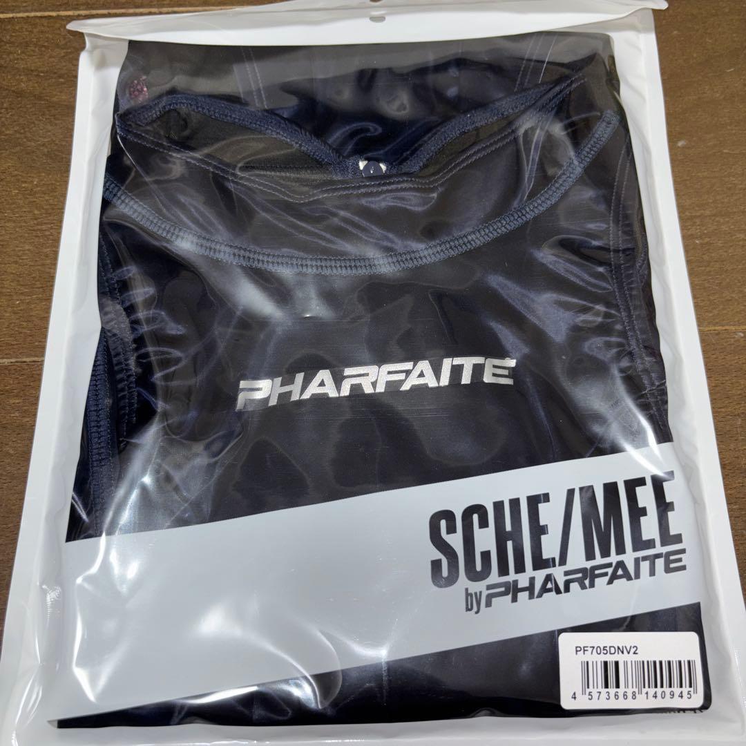 【PHARFAITE】ベルベットエナメルハイネックスイムウェアM ダークネイビー