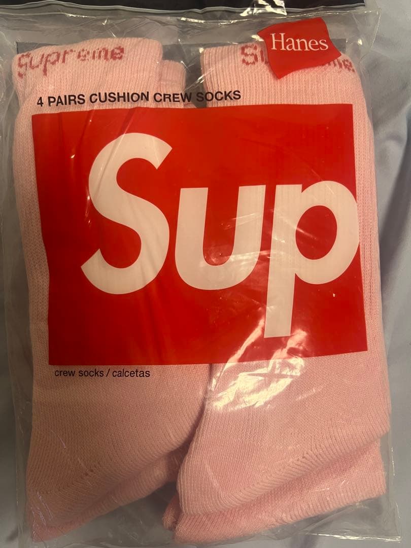 【新品】Supreme hanes pink socks 4PACK