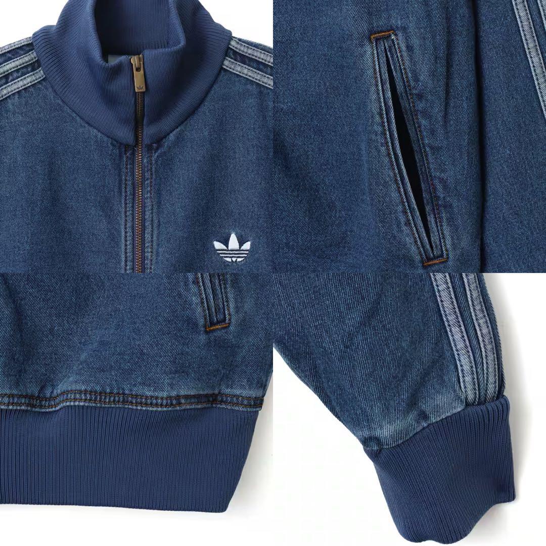 新品2XL】アディダス　デニムジャケットファイヤーバードトラック インディゴブル