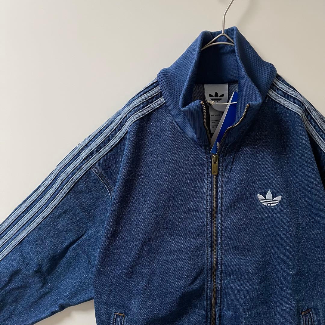 新品2XL】アディダス　デニムジャケットファイヤーバードトラック インディゴブル