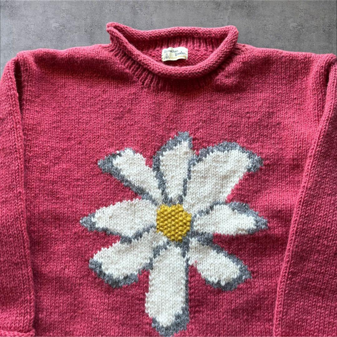 25AWマクマホンニッティングミルズ フラワー　花柄　クルーネックニット