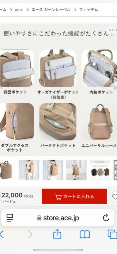 【新品・未使用】ace.エース スリファム ヘザービジネスリュック