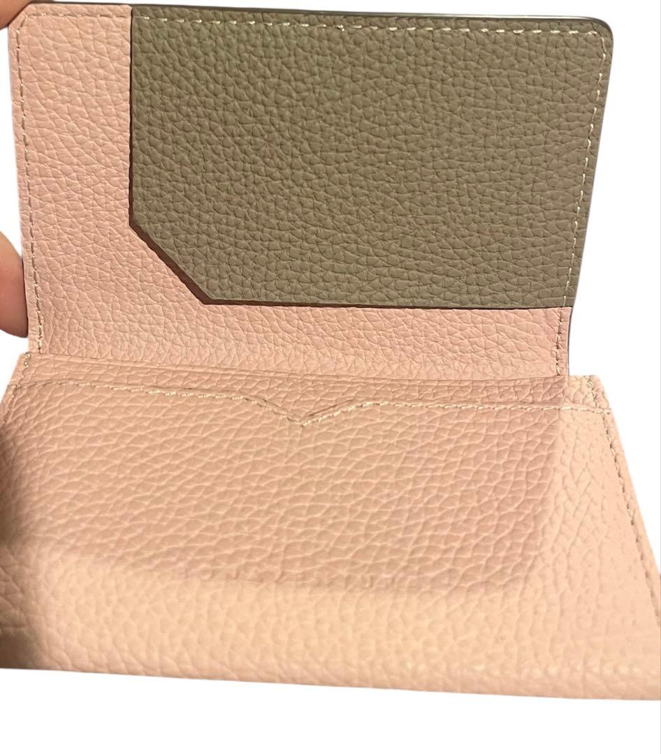 美品　ボナべンチュラ　カードケース　レザー　名刺　ピンク　トープ　グレージュ