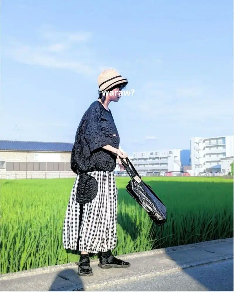 【リバティポケット】バルーンキュロット ギンガムチェック ゆったり ハンドメイド