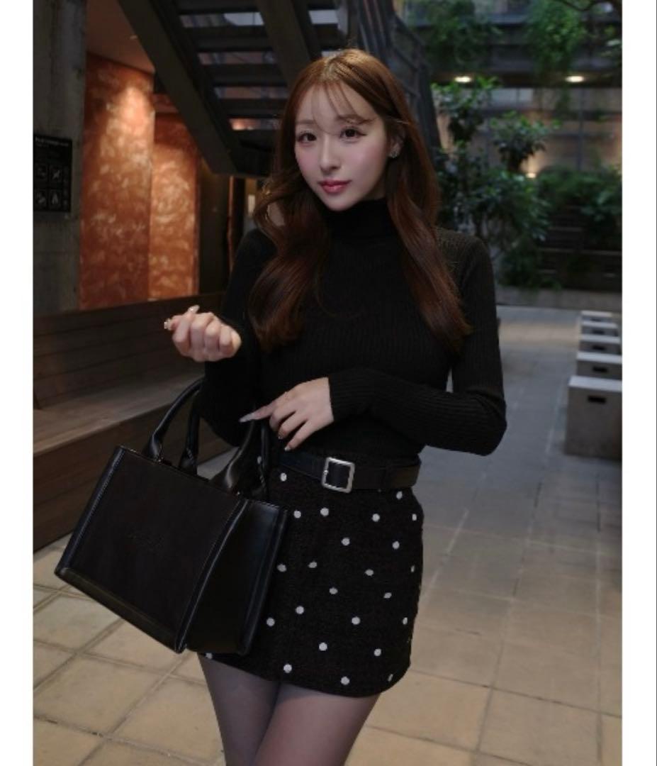 ダーリッチ　ドットツイードベルトミニスカート