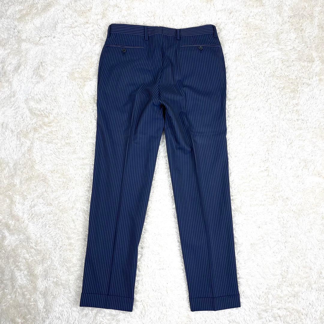 極美品 ユナイテッドアローズ ストライプ柄 セットアップ スーツ 紺 44