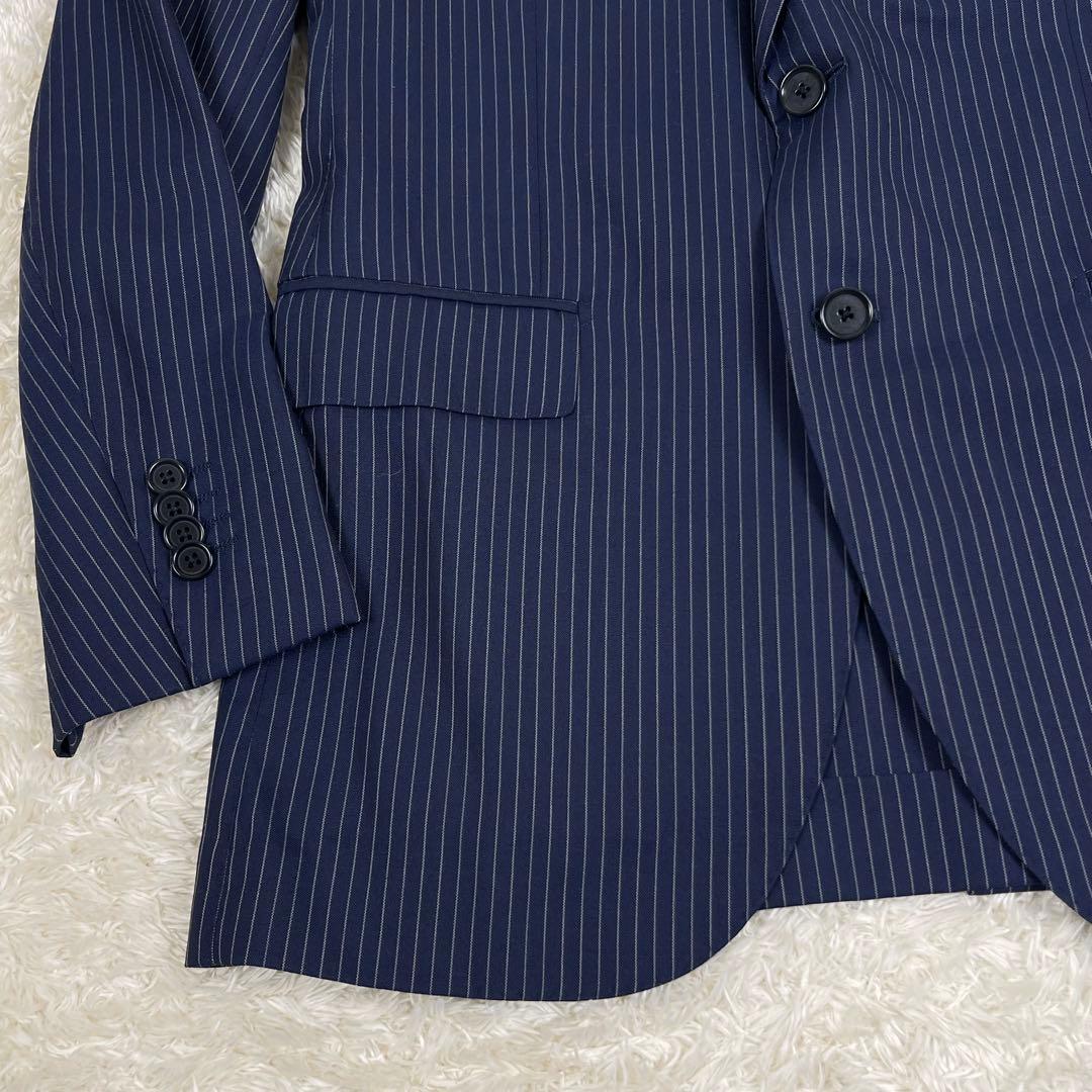 極美品 ユナイテッドアローズ ストライプ柄 セットアップ スーツ 紺 44