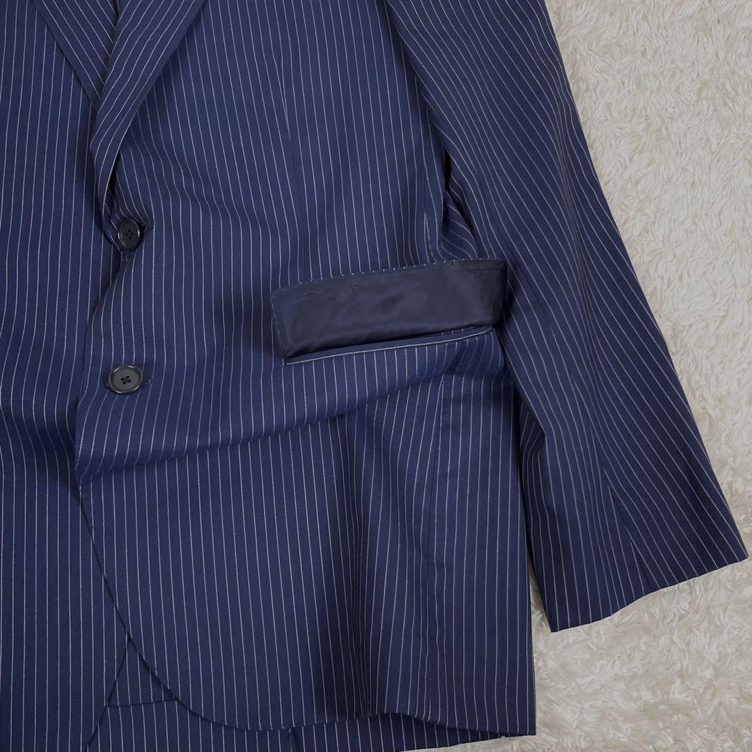 極美品 ユナイテッドアローズ ストライプ柄 セットアップ スーツ 紺 44