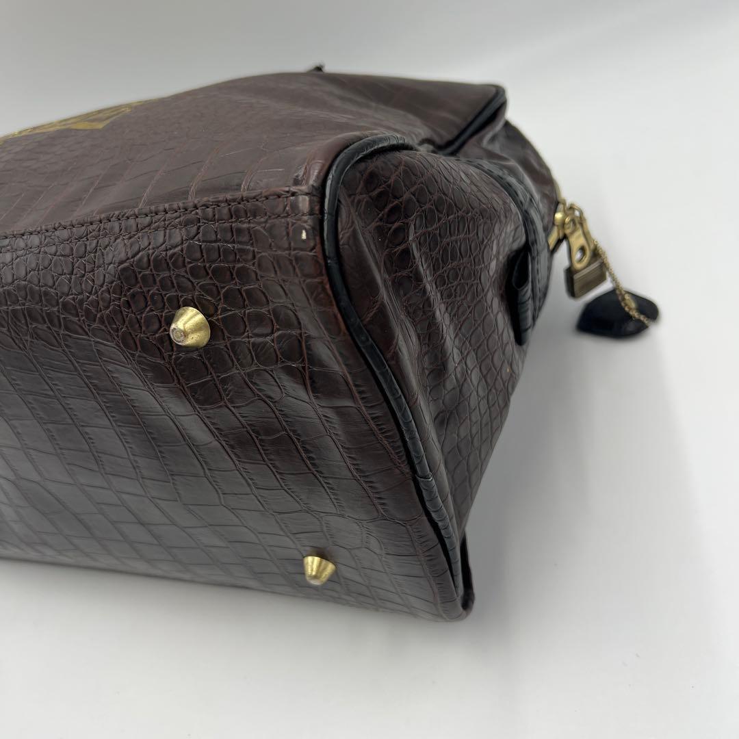 希少 ロンズデール LONSDALE ボストンバッグ ブラウン クロコ型押し