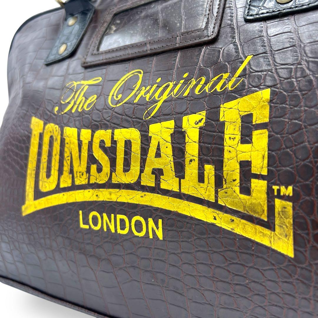 希少 ロンズデール LONSDALE ボストンバッグ ブラウン クロコ型押し