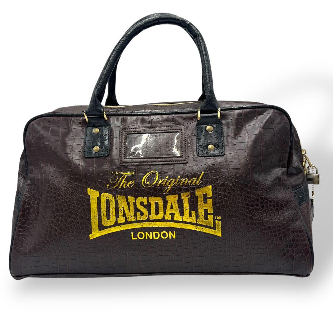希少 ロンズデール LONSDALE ボストンバッグ ブラウン クロコ型押し