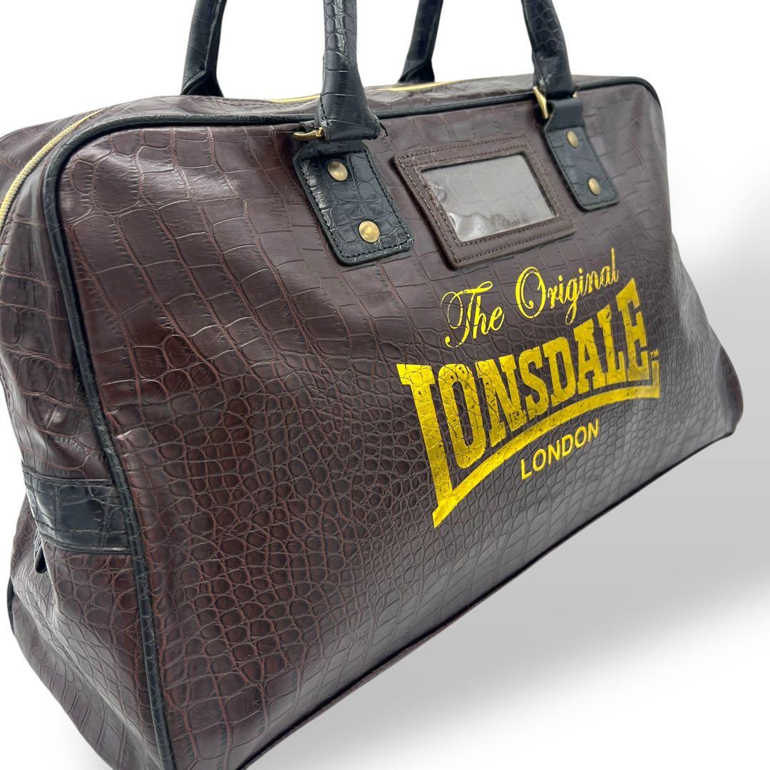 希少 ロンズデール LONSDALE ボストンバッグ ブラウン クロコ型押し