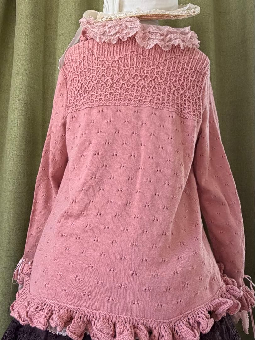 PINK HOUSE ピンクハウス　双子ウサギモチーフ付きピンクカーディガン