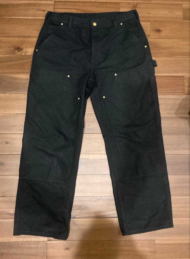 USA製 Carhartt カーハート ブラック W34L28 ダブルニーパンツ