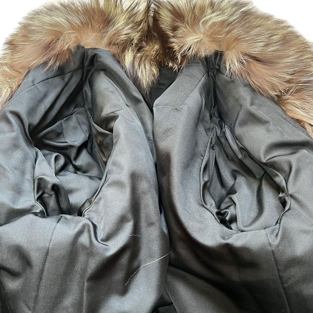 着丈80cm 肉厚◎ シルバーフォックス リアルファーコート 本毛皮 L相当