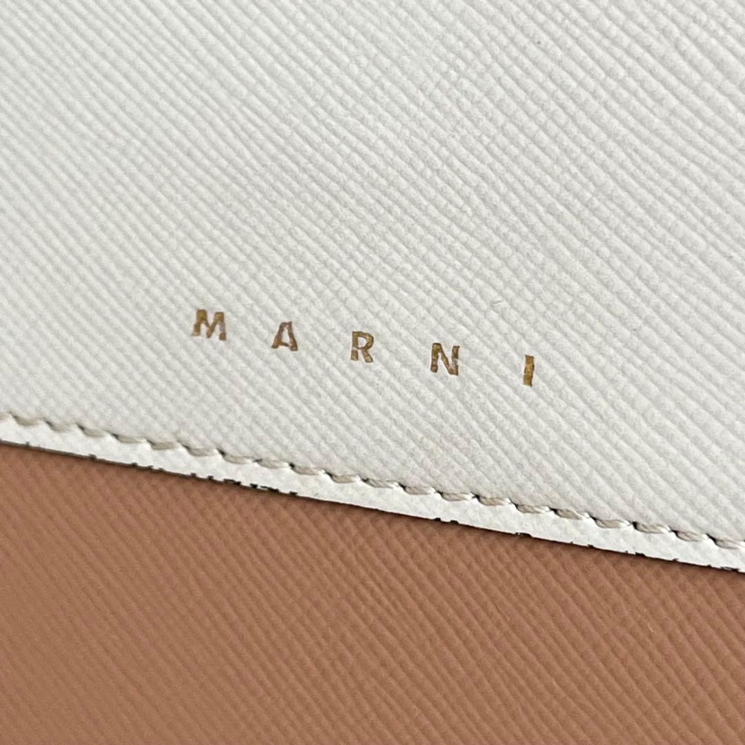 極美品✨MARNI ラウンドファスナー ロゴ サフィアーノレザー ピンクベージュ