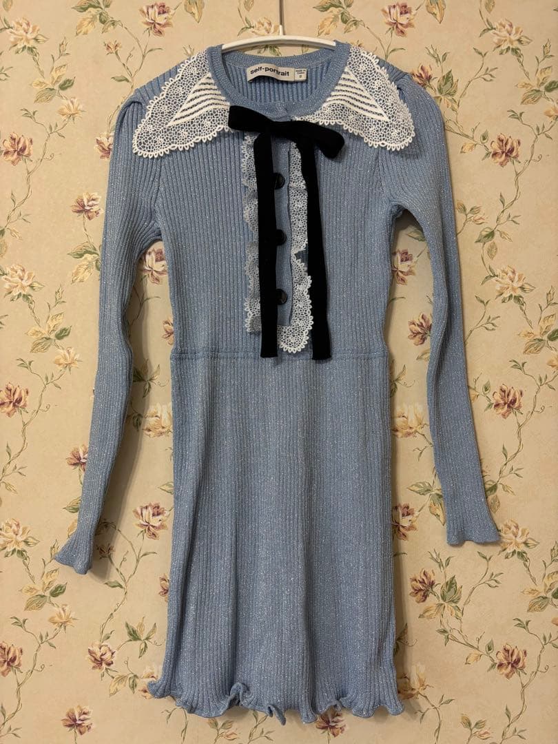 Winter 　self-portrait 水色　ラメ　ミニワンピース