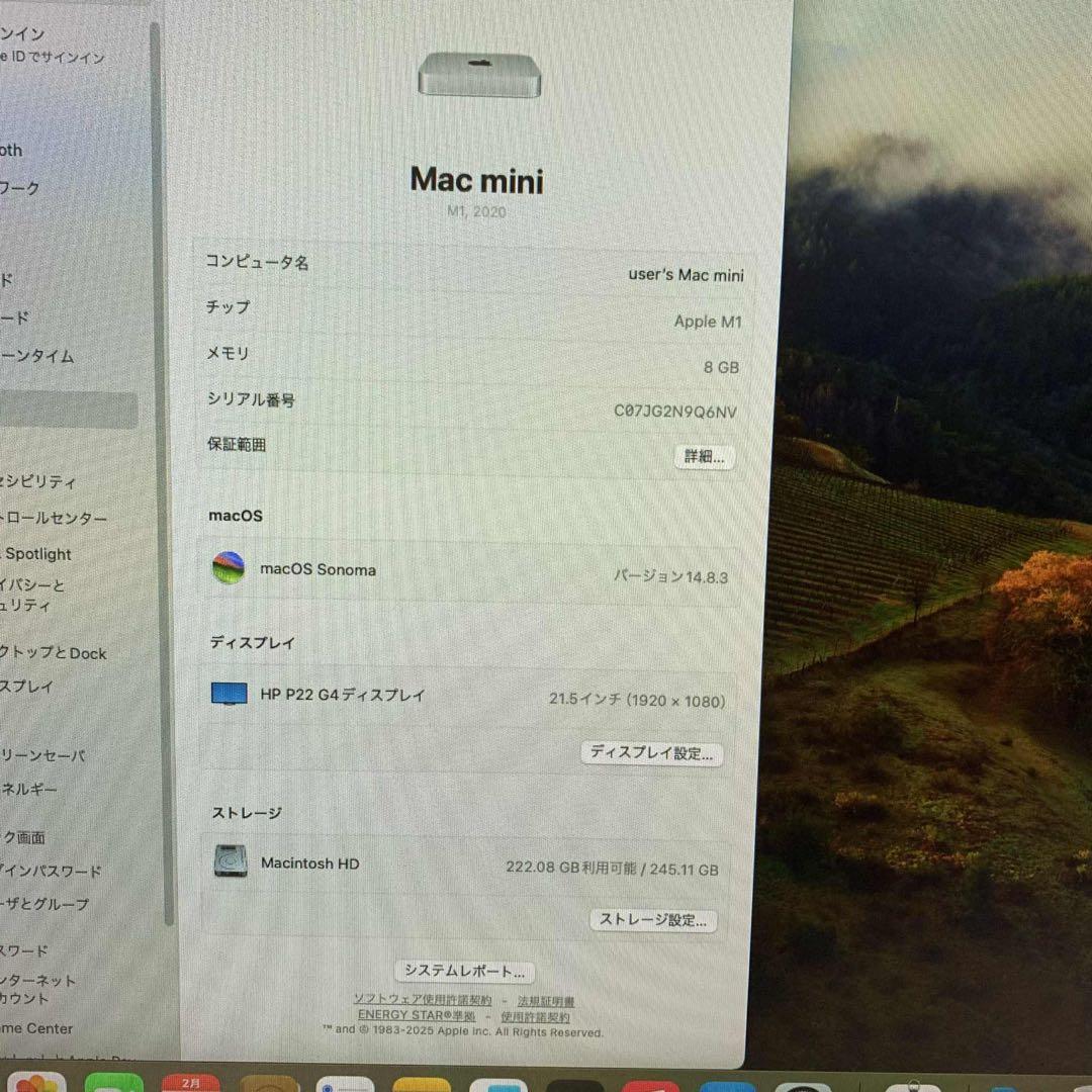 Mac mini 2020 Apple M1 8GB SSD256 デスクトップ