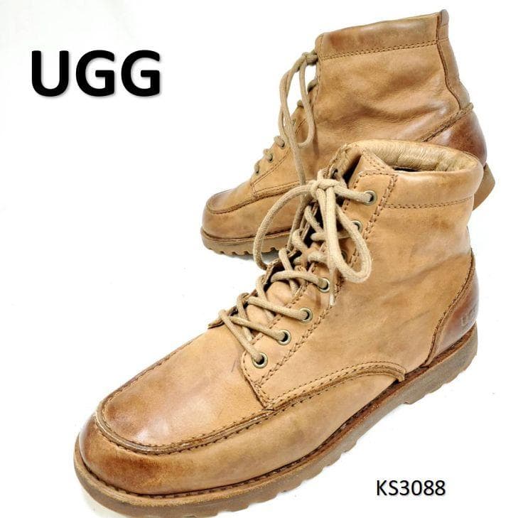 アグ　激レア　オールレザー　レースアップブーツ　27.5cm　ブラウン