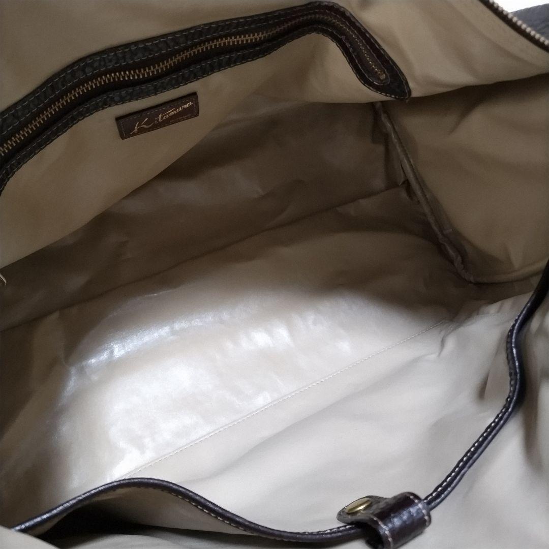 キタムラ　レザーボストンバッグ　南京錠　大容量　旅行　シボ革　ショルダーバッグ