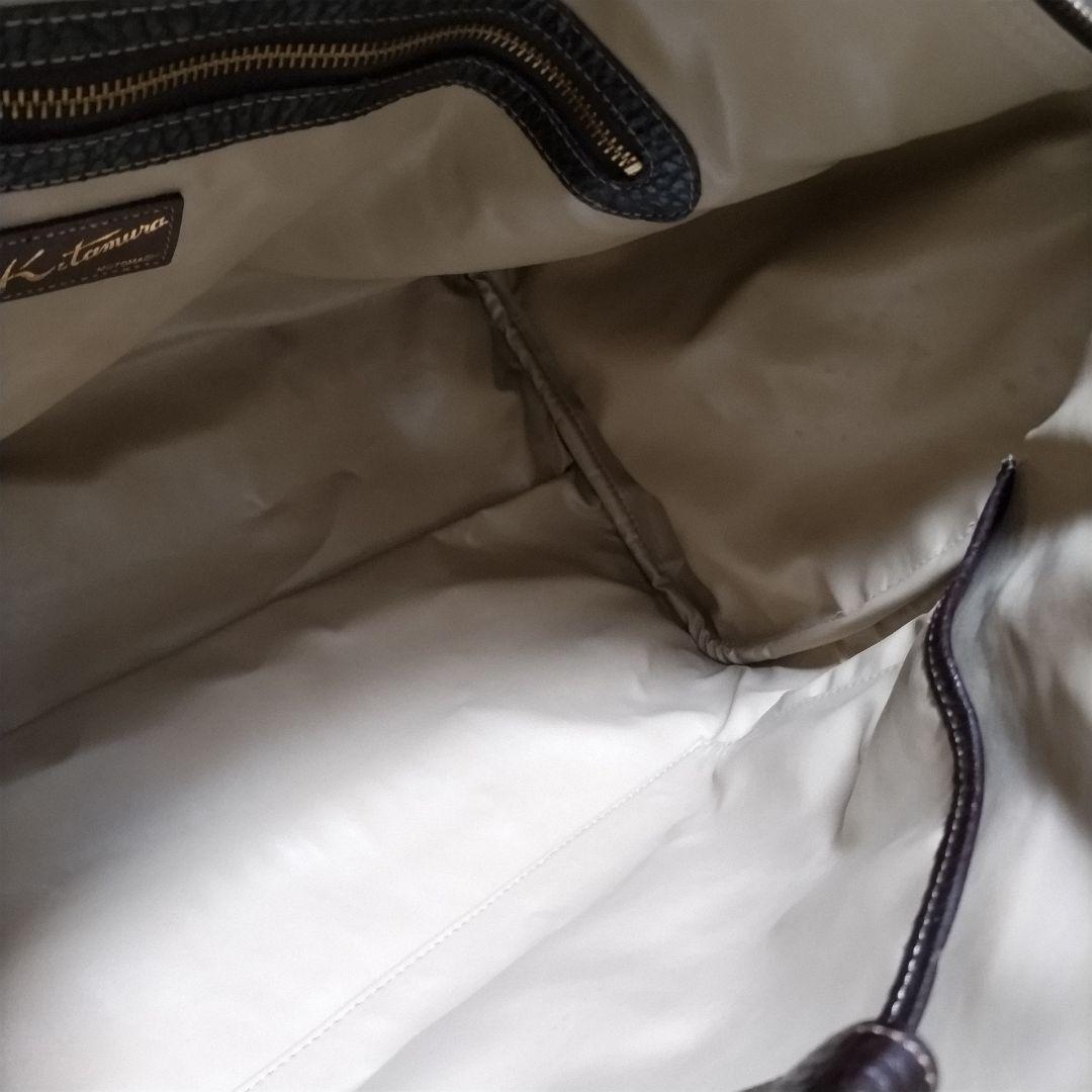 キタムラ　レザーボストンバッグ　南京錠　大容量　旅行　シボ革　ショルダーバッグ