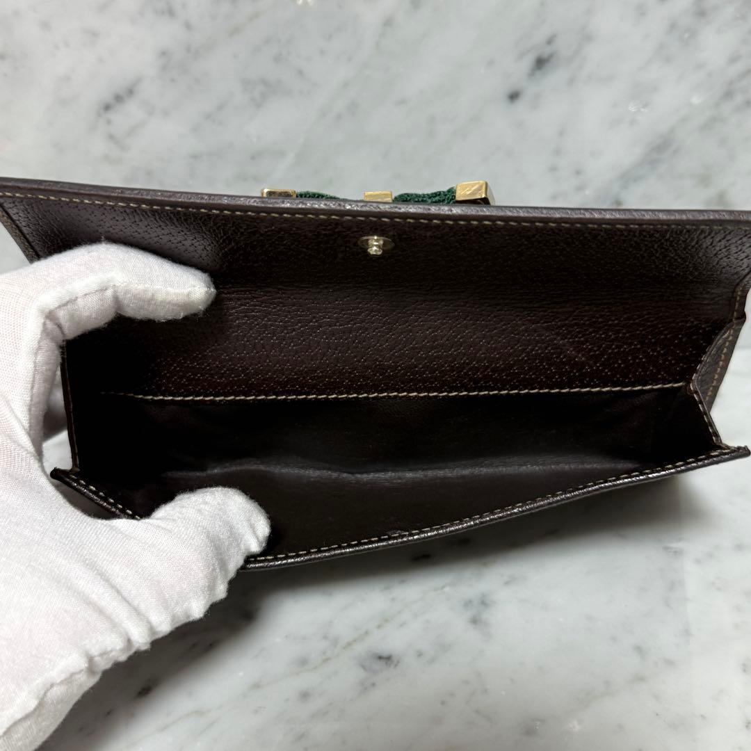 GUCCI グッチ 長財布 ブラック 黒 キャンバス リボン シェリー GG