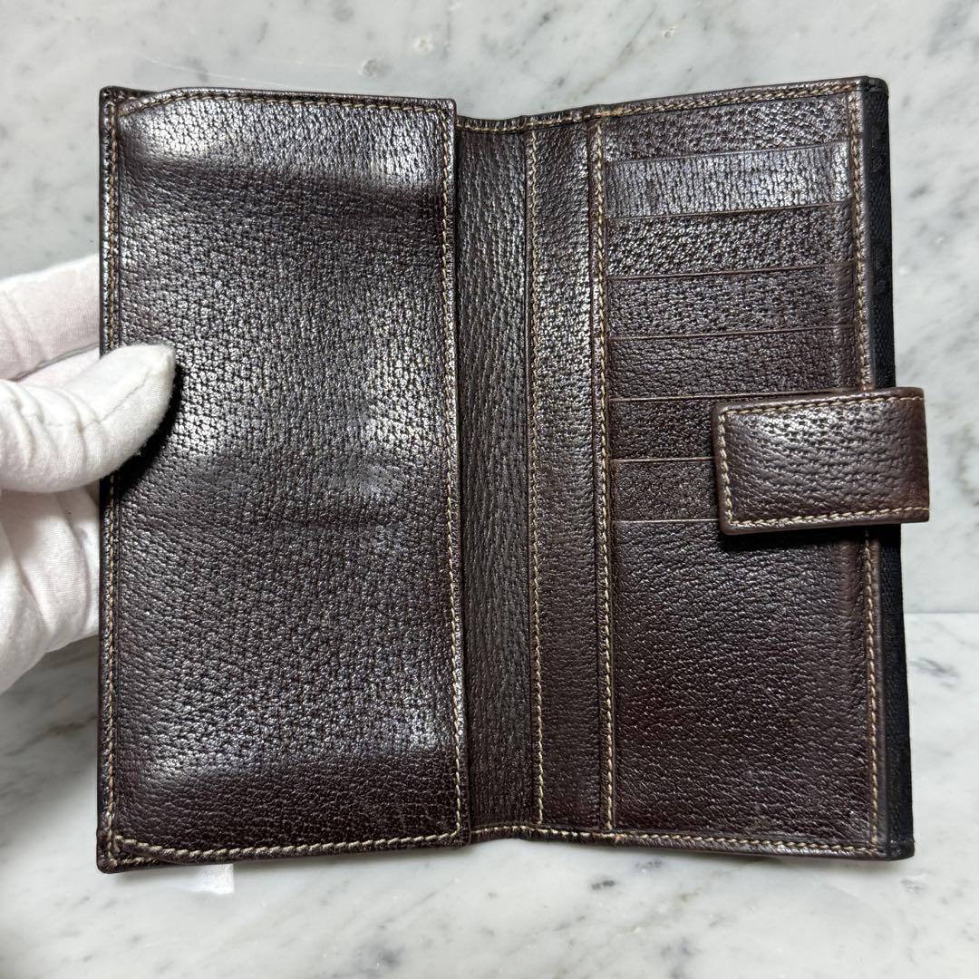 GUCCI グッチ 長財布 ブラック 黒 キャンバス リボン シェリー GG