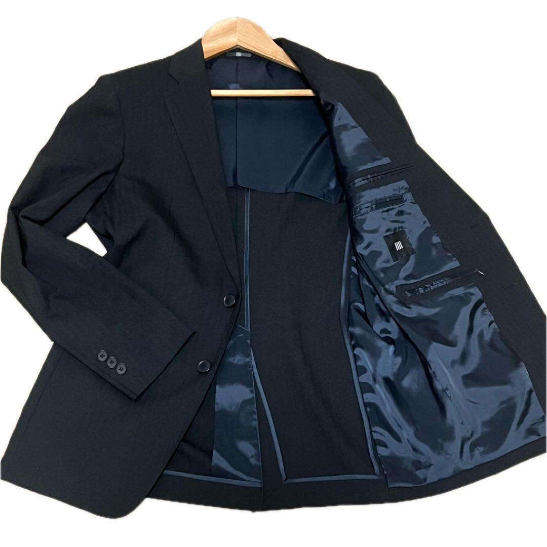 【未使用級】スーツセレクト 4S 3ピース スーツ Y6 黒 ストライプ 24年