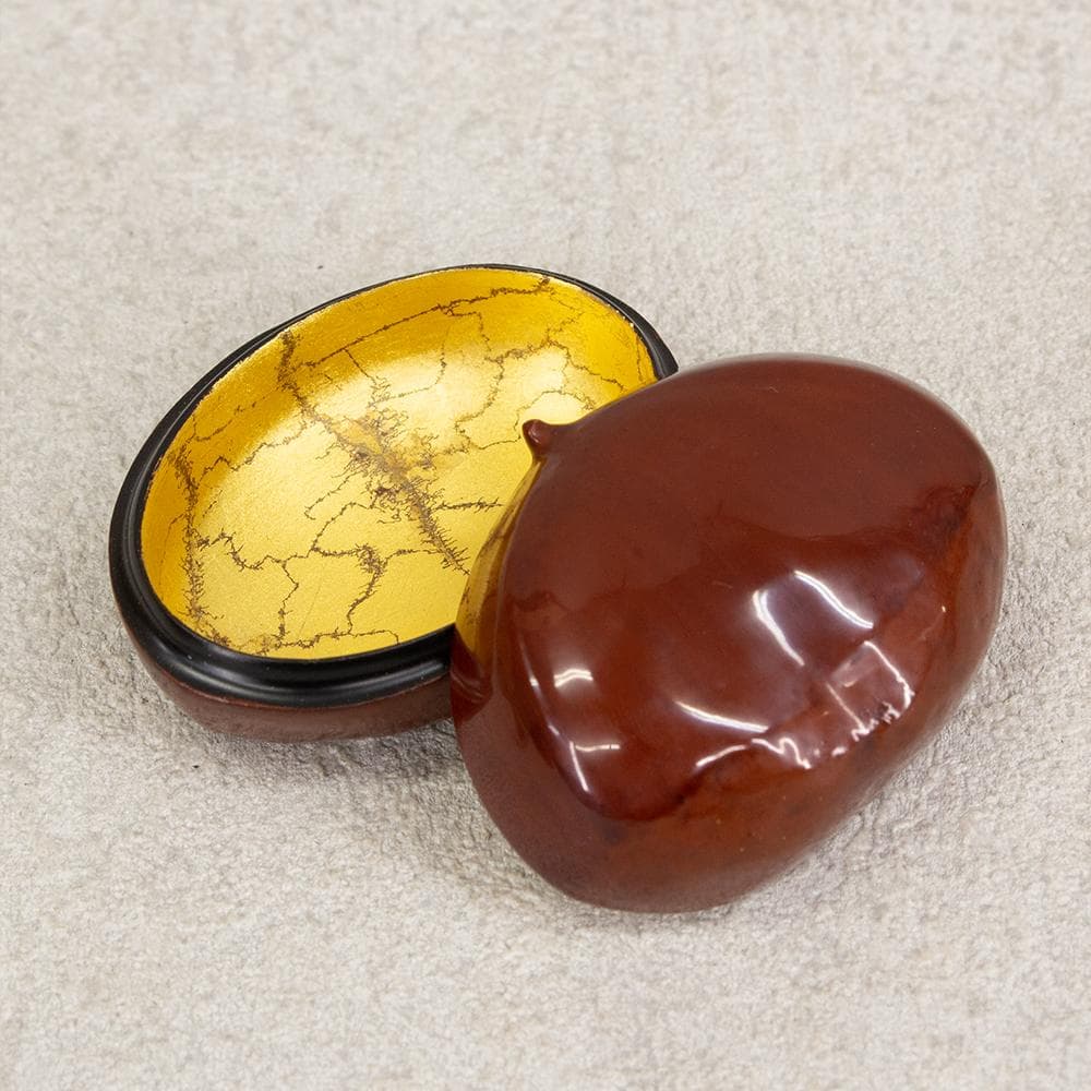 畦地多喜翁 栗 香合 内金 山中塗 香道具 茶道具 共箱