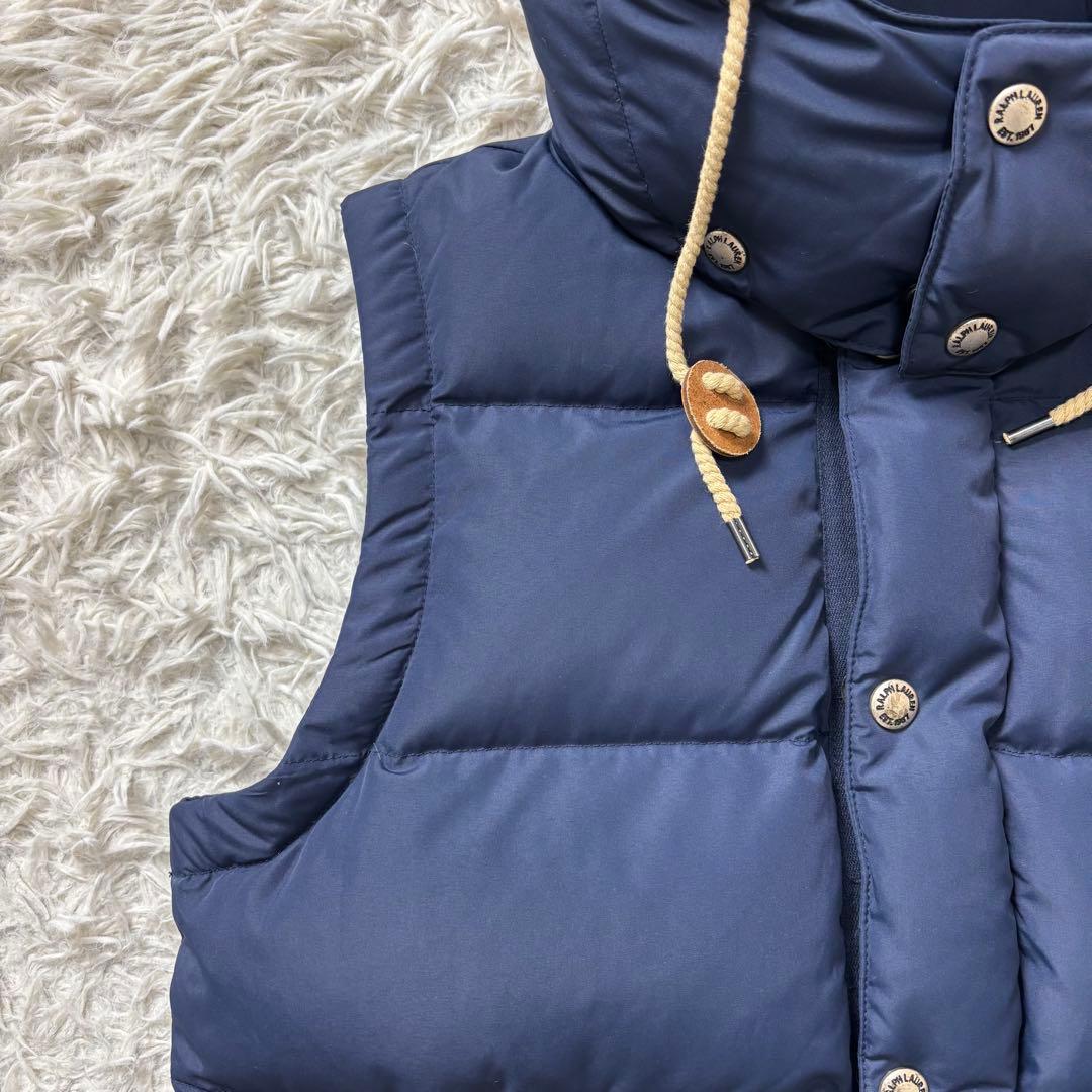 極美品 ポロラルフローレン ダウンベスト フード 2way ネイビー