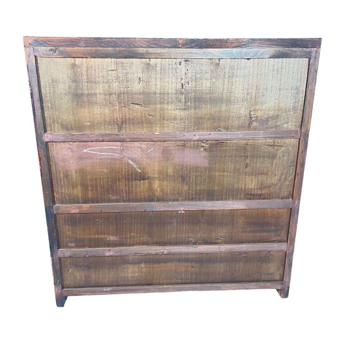 HR431 【シャビー】古い箪笥　欅　ケヤキ　和箪笥　鉄細工　昭和レトロ