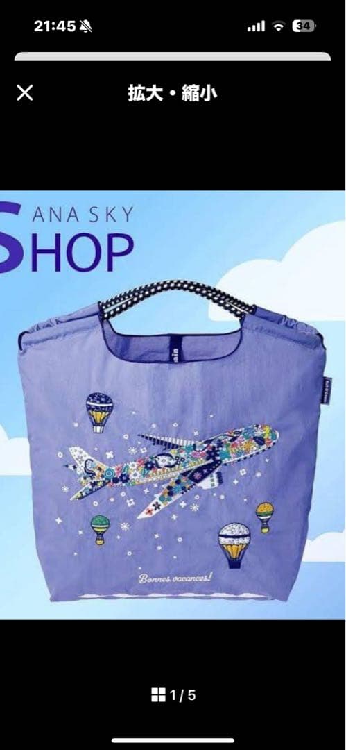 国際線限定 機内販売 ANA ボールアンドチェーン　コラボエコバッグ　未使用