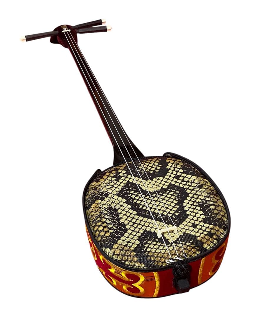 沖縄三線 本体 人工皮革 ヘビ革模様